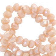 Top Glas Facett Glasschliffperlen 4x3mm rondellen Soft shell pink-pearl shine coating